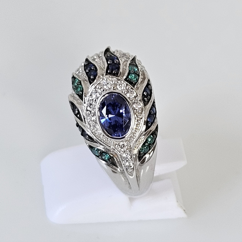Authentic Victoria Wieck Peacock Ring 14k White Gold Vermeil Size 9! - Picture 3 of 6